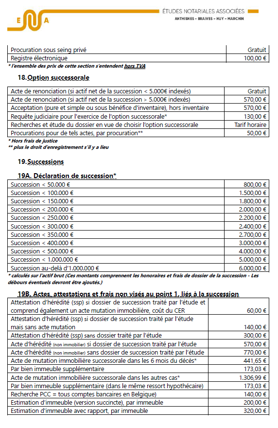  Études Notariales Associées | ENA Notaires - Tarifs - 4